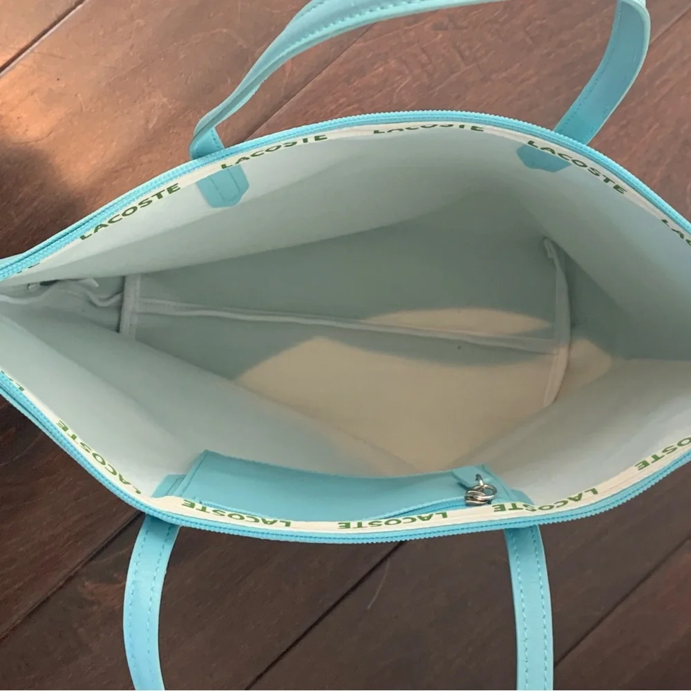 LACOSTE Women's Large Shopping Tote Bag Teal - Picture 9 of 16